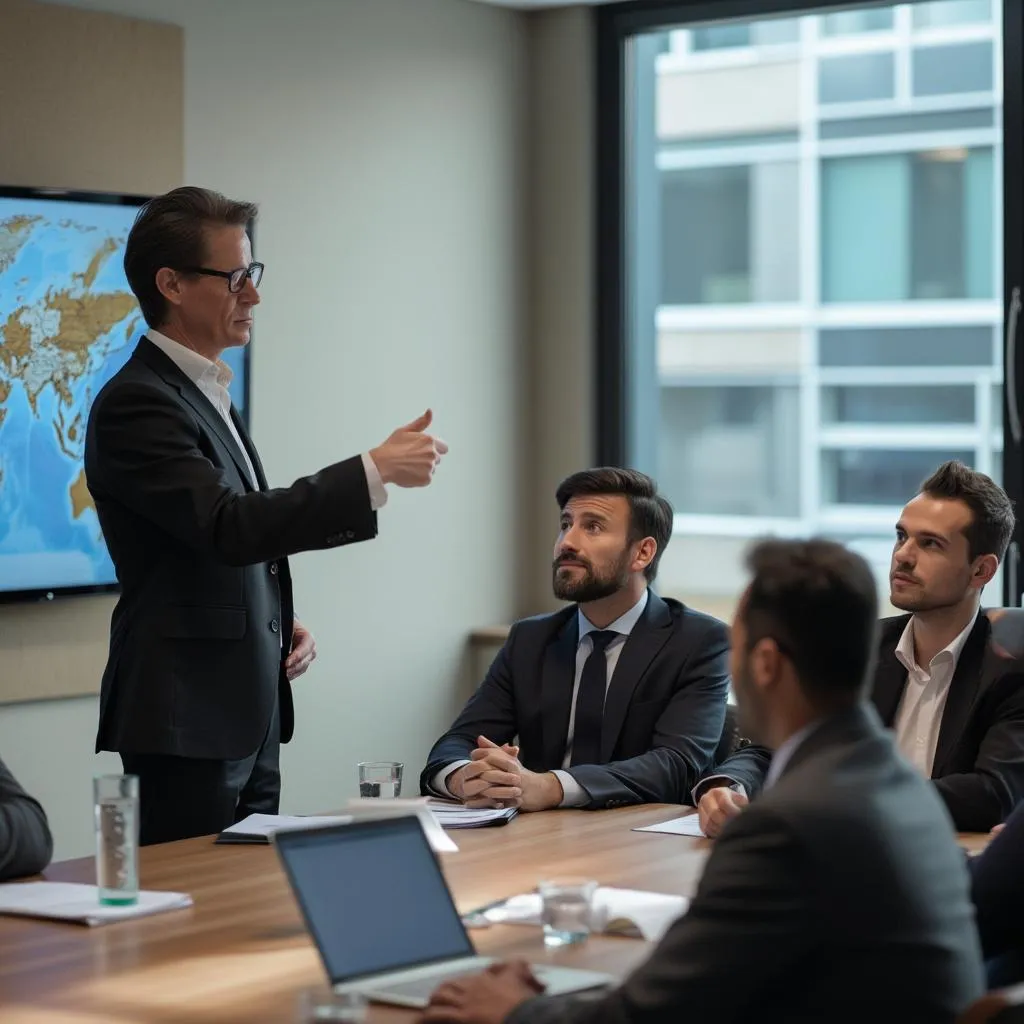 Consultor presentando estrategia
